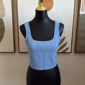 House of Harlow 1960 Blue Ribbed Crop Tank Top